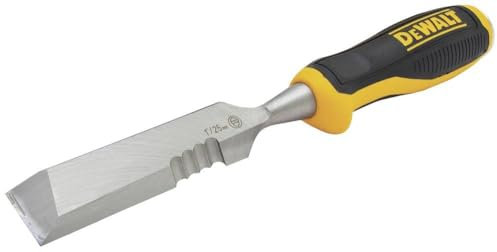 DeWALT Side Strike Chisel 25mm (1in) Hardened, Tempered Chrome Carbon-Steel Blade with Serrated Cutting Edge bi-Material Handle and a Hardened Strike Cap for Durability