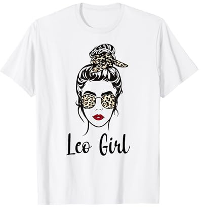 Leo Girl Leoparden Bandana Sternzeichen Löwe T-Shirt