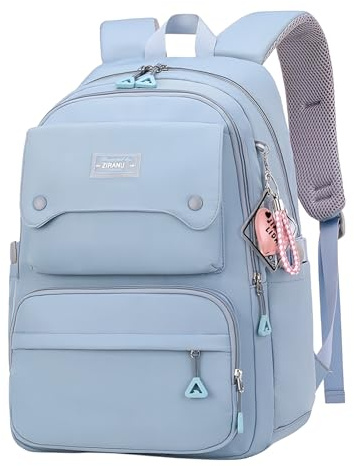 Solid Color School-Bags Backpacks for Teens Girls, Multi-pocket Elementary Girls Bookbags,Lightweight Casual Daypack