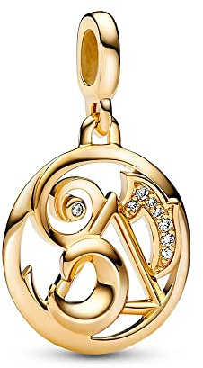 PANDORA ME Die Elemente Medaillon aus 14 Karat vergoldetem Metall mit Cubic Zirkonia, Ausschließlich Kompatibel ME, Höhe: 16mm, 762318C01