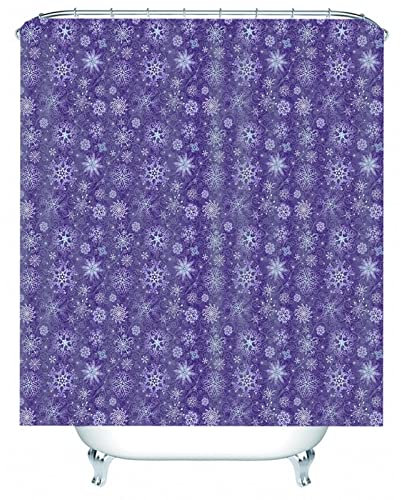 Whoiy Duschvorhang Violett, Duschvorhang Eckbadewanne 180X200cm Polyester Duschvorhänge Schneeflockenmuster für Outdoor Hotel