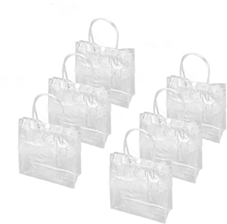 keshow 30 Stück Transparente PVC-Geschenktüten mit Griffen, Wiederverwendbar, Wiederverwendbar, aus Kunststoff, Durchsichtige Geschenktüten mit Griffen für Geburtstagsparty