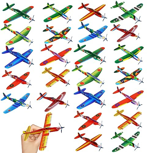 YEAPEAK Planeadores Voladores, Avion Planeador, Aviones Planeadores para Niños, Aviones De Poliespan, DIY Avion Espuma Set, Deslizadores Voladore Cumpleaños Infantiles(24 Piezas)
