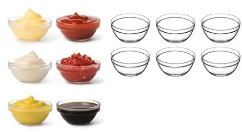 Cuenco para aperitivos Cuenco para salsas Juego de tazones para servir Mini Mermelada Tazón de vidrio Postre Tazón de vidrio Juego de tazones de vidrio Tazón para servir tapas 6cm (6)