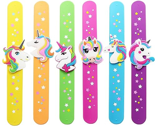POPOYU Silikon Schnapparmbänder Kinder,6 Stück Einhorn Party Slap Armbänder Mitgebsel,Einhorn Armband Junge Mädchen Einhorn Geburtstagsdeko für Kinder Party Bag Fillers