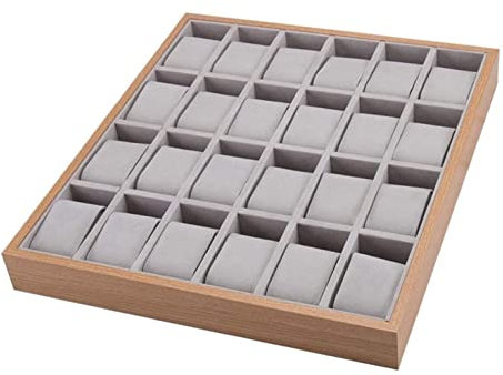 AMYSTY Uhrenkoffer Uhrenrolle Uhrenbox Uhrenschatulle Uhren-Display-Organizer Classic 24 Slots Watch Tray Holder Vitrine Armbanduhr Aufbewahrungsbox Uhrenetui Uhren Aufbewahrungsbox