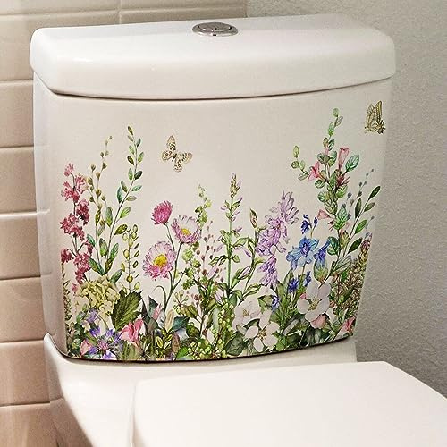 Green Plant Toilet Sticker, Feuilles Sticker Wc Self Adhesive Mural Beau