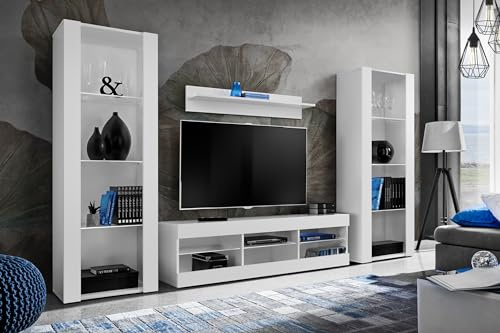 Komodee Wohnwand TV Tivoli Grande Weiß/Weiß 250x159x35 cm