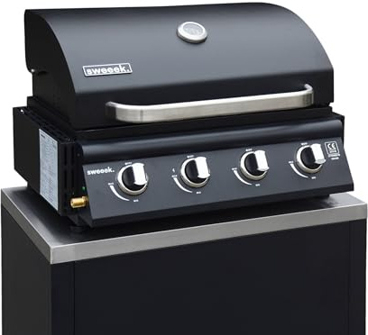 sweeek - Barbecue à gaz avec 4 brûleurs à poser avec récupérateur de graisse