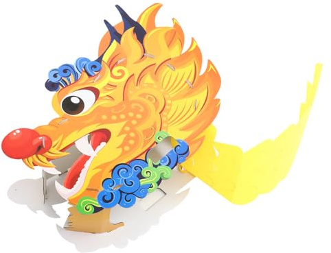 Toyvian Diy Wearable Drachenkopf Bastelset Für Junge Mädchen Papier Diy Dragon Head Zum Basteln Und Anziehen Gelber Mit Chinesischem Stil Für Kindergarten Rollenspiel Und Handwerksförderun