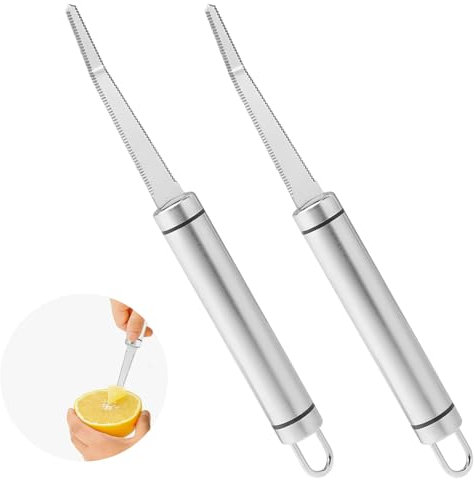 2pcs Stainless Steel Grapefruit Knife, Curved Grapefruit Peeler with Serrated Edge Kitchen Fruit Peeler with Long Handle for Kiwi, Mango, Dessert, Apple, Home Kitchen Tools