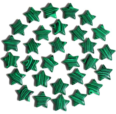 QINJIEJIE 20 Stück Sternkristall Set Malachit Edelsteine Kristall Sterne Heilsteine Natürliche Steine Heilkristalle Glückssteine Kristalle Stein für Meditation und Dekorationen