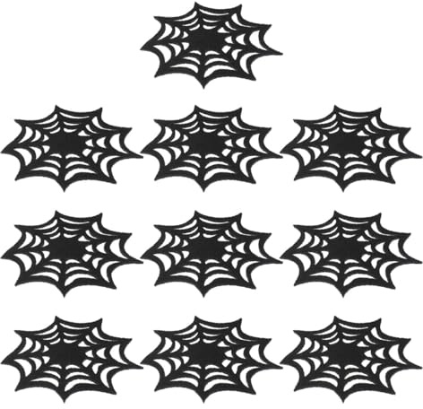 Alipis 10PCS Halloween Spider Web Coaster: 4.3 X 4.3 Inch Black Spider Web Placemats - Felt Cup Mat Pad for Home Kitchen Office Bar Halloween Party Table Decoration
