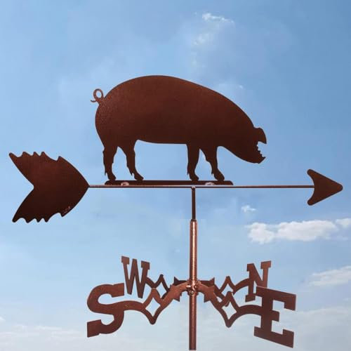 Exquisite Metall-Wetterfahne, Ornament, Edelstahl, Wetterfahne, Schwein, Wetterfahne, Retro, langlebig, Bauernhof-Szene, Gartenpfahl, Windfahne, dekorative Windrichtungsanzeige für den Außenbereich