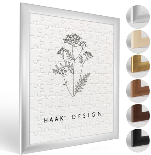 Haak Puzzlerahmen Klassik Au gebürstet (Dekor) 60 X 80 cm (ca. 1500 Teile) ANTIREFLEX/Entspiegelt Bilderrahmen Rahmen für Puzzle