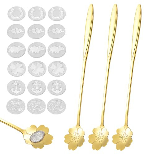 LOHAME Moldeado de estaño con estaño, fundición de estaño nuevo, con 18 figuras de estaño, 3 cucharas para 2025, fuegos artificiales, Año Nuevo, juegos de fiesta, uso de Año Nuevo, juego de fiesta de