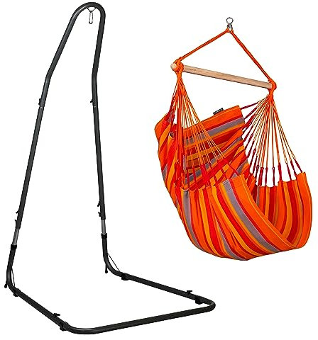 LA SIESTA® Habana Baumwoll Hängesessel & Stahlgestell - Hängesessel Gestell für Hängeschaukel, Ständer für Hängesessel für Indoor Outdoor Balkon Terrasse, Garten Hängesessel - Basic Size, Toucan