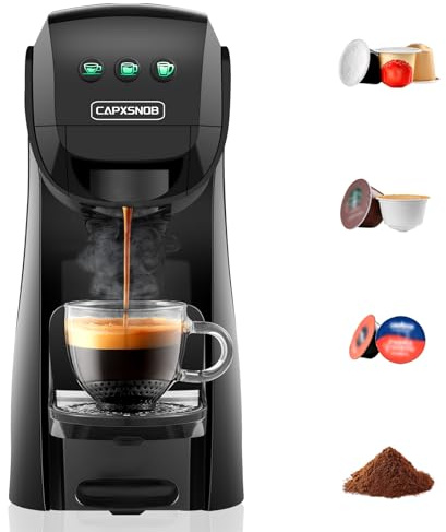 Warriors1 Cafetera Cápsula 4 en 1 para Nespresso OL, Dolce Gusto, Lavazza A Modo Mio y Café Molido, 20 bars, 0,8 L, 3 niveles de Temperatura y 3 tamaños de Taza Programables, Máquina Multicapsulas
