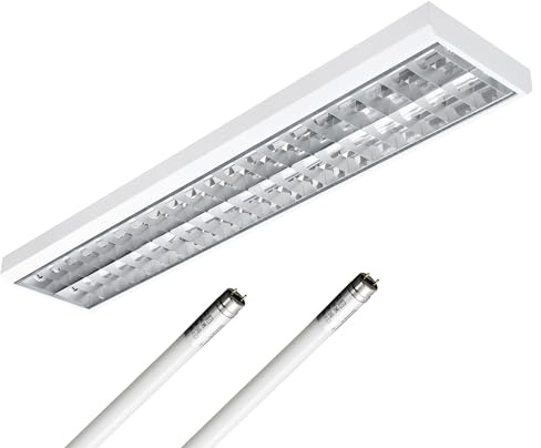 ELG Leuchten LED Rasteranbauleuchte 150cm 2-flammig 22,1W 4100lm 6500K | 2x 22,1 Watt, 4100lm (8200lm), 6500K Tageslicht, 185 lm/W, Optional Pendelleuchte