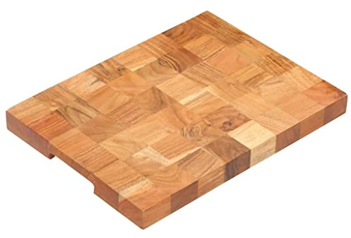 Juroupi Hackblock KüChenbrett Groß 40×30×3,8 cm Akazie Massivholz Schneidebrett Stirnholz