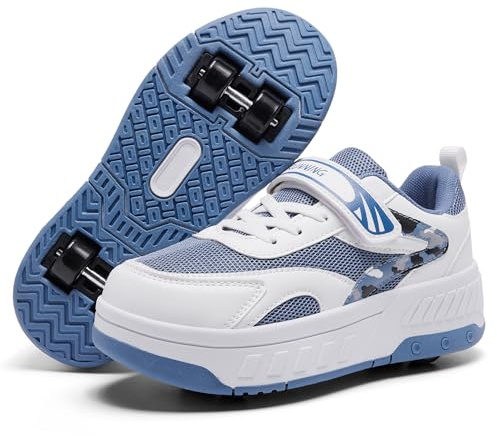 YINGCSM Chaussures à roulettes pour garçons et Filles, Patins à roulettes 2 en 1, Chaussures de Sport, Chaussures de Skateboard