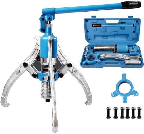 Kit di estrazione per cuscinetti ruota, estrattore idraulico per ingranaggi, separatore per cuscinetti ruota, estrattore a tre ganasce, riparazione di macchinari pesanti, con contenitore 5T/10T/15T