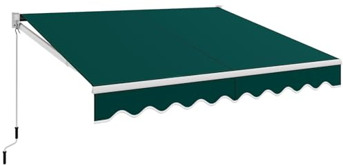 COSTWAY Store Banne Manuel Rétractable de 295 x 250CM Angle Ajustable 40°-100°, Auvent de Terrasse en Aluminium Manivelle Tissu Résistant aux UV et Eau pour Fenêtre Terrasse Balcon (Vert)