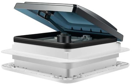 CHIMHOON 12V Roof Vent, Crystal Turbo Fan, Camper Van Motorhome Skylight Vent + LED Light, RV Ventilation Fan, Roof Hatch Vent, Suitable For Most Types Of Motorhomes