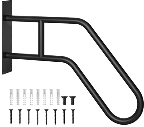 Handrails for Outdoor Steps, Wall Mount Metal Hand Rail 1-3 Steps Non-Slip Safety U-Shape Grab Bars Handrails Stair Railing Indoor for Kids, Pregnant Women, Elderly, Disabled