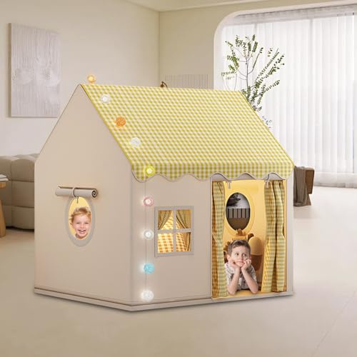 Qfdiwr Tienda De Juegos para Niños Dúplex,120×105×128cm Casa De Juegos con Tienda para Niños,para Bebé Casa De Juego Interior Gran Espacio,para Habitación Infantil, Rincón Acogedor