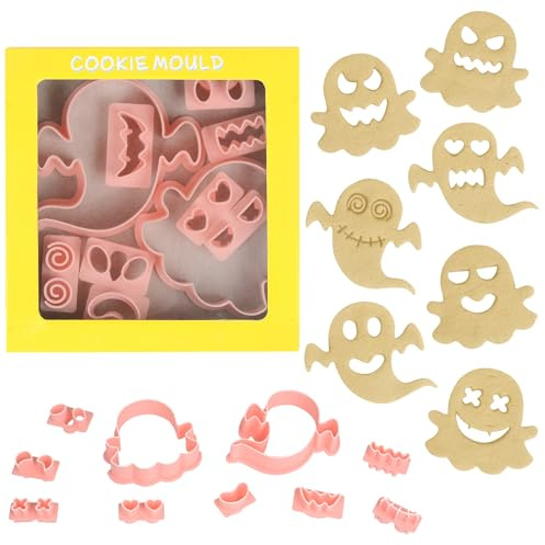 Kiiwah 10 Stück Halloween Ausstecher Set, 3D Keksausstecher Geist Cookie Cutter PläTzchenform Kinder Fondant Ausstechformen für Früchte Backen Dekorationen