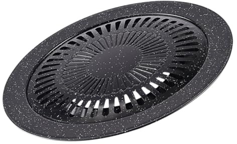 Alipis Poêle à Griller Extérieure Antiadhésive Double Couche pour Barbecue Camping et Cuisson de Steak Plaque Ronde Pratique et Compacte