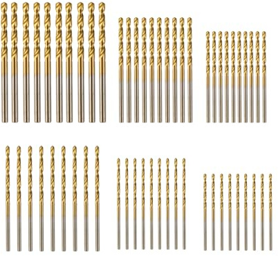 BECOLLO 60pcs Titanium Drill Bit Set(3/64-1/8), HSS Metal Jobber Length Twist Drill Bits, 135° Split Point, Suitable for Drilling in Metal, Plastic, Wood