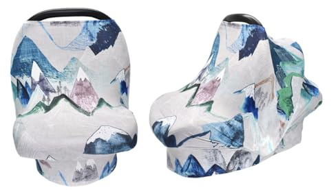 Gogogmee Multifunktionaler Babywagenbezug Atmungsaktiv Leichtes Pflegecover für Babyschale und Einkaufswagen mit Uv Schutz Windschutz Geeignet für Jungen Bergmotiv