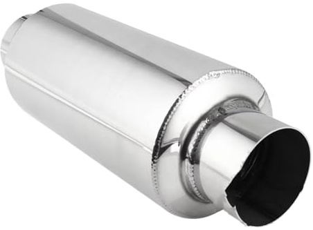 Escape Acero Inoxidable 1 Uds. Tubo de escape Universal de acero inoxidable de 2,5 tubo de cola de resonador tubo de escape de coche de 12 pulgadas de largo Modificado Tubo Extremo