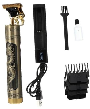 Hohopeti Cortapelos Eléctrico Portátil Dorado con Batería Recargable Peines Guía Ajustables Aceite y Cepillo Cortadora Profesional para y Cabello Herramienta de Peluquería Ligera y