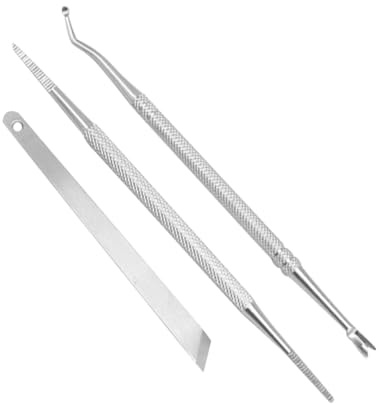 Healifty Set de 3 Piezas de Herramientas de Pedicura de Acero Inoxidable Kit de Limpieza de Uñas y Removedor de Cutículas para Eliminar Piel Muerta Portátil y Profesional para Uso Casa y