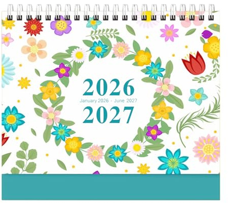 Schreibtischkalender 2026 | 18 Monate Wochen- und Tagesplaner mit Notizen,Pflanzenmuster Kalender Planer Schreibtischdekoration - Für Homeoffice Schulplaner Akademischer Stundenplan Planung Lehrer Und