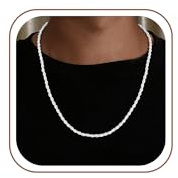 SLOONG 3MM Breit Kette Herren 925 Silber Over Längen 46/51/56/61/66CM | Rope Chain Halskette Jewelry Schmuck Geschenke für Männer Papa Freund
