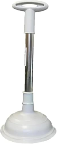 Heavy-Duty Metal Toilet Plunger – Rust-Resistant Handle, Powerful Clog Removal (White)