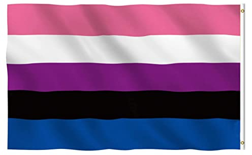 Temeemeg Bandera Desfile Gay Lésbico Arco Iris Genderfluid Bandera de Poliéster 90X150CM Banderas del Orgullo.