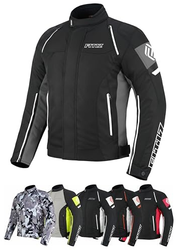 FITIZ Premium Motorcycle Jacket Men for Adventure/Touring with Cordura Textile Summer Winter Windproof Bike Jacket for Racing, Riding Removeable CE Approved