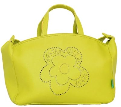 Agatha Ruiz de la Prada Bolso Shopper en color verde lima con flor calada piel sintética