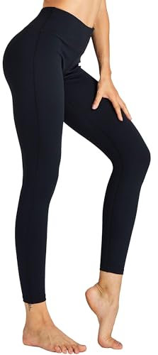 COOLOMG Damen Sport Leggings Yoga Training Fitnesshose Schwarz M