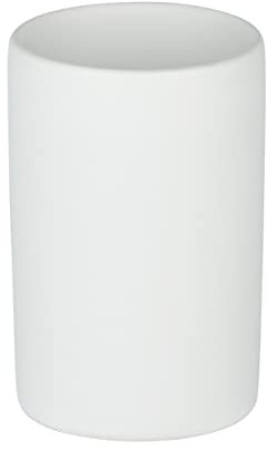 Wenko - Bicchiere Polaris per spazzolino da denti, in ceramica, Ø 7,5 x 11,2 cm, ceramica, bianco, 7 x 11 x 7 cm