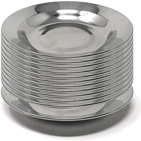 Menax - Set da 12 Piatto per Snack in Acciaio Inox - 14 cm