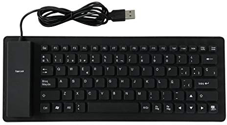 EMEBAY - Mini USB Teclado de Silicona Flexible y Plegable con 84 Teclas en español Compatible con Ordenador de Escritorio, Ordenador portátil, Tablet táctil, teléfono móvil USB (84 Teclas)