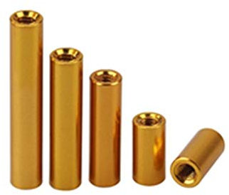 10Pcs M3 * 5 * L Bunte eloxiertes Aluminium Standoff Spacer Pfosten Säule Standoff Mutter für Leiterplatten M3 Gold-, 10mm