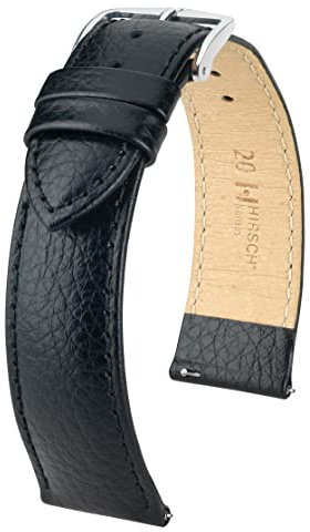 Hirsch Unisex Uhrenarmband Büffel Style Modell Kansas 19 mm Schwarz/schwarz