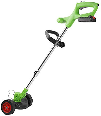 XUMI Cortabordes A Batería con Ruedas Cortacésped de jardín de 24V, máquina de Herramientas de poda de césped eléctrica Recargable con batería y Cargador,Verde